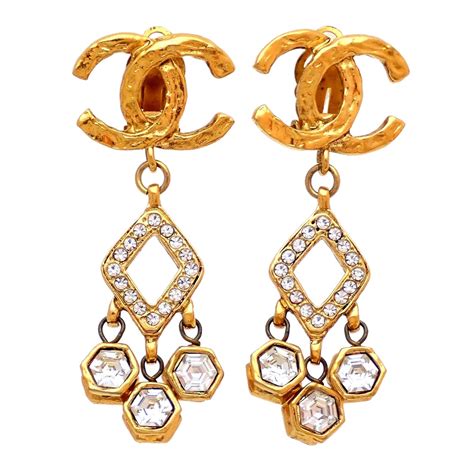 replica chanel rhinestone earrings|classic chanel inspired earrings.